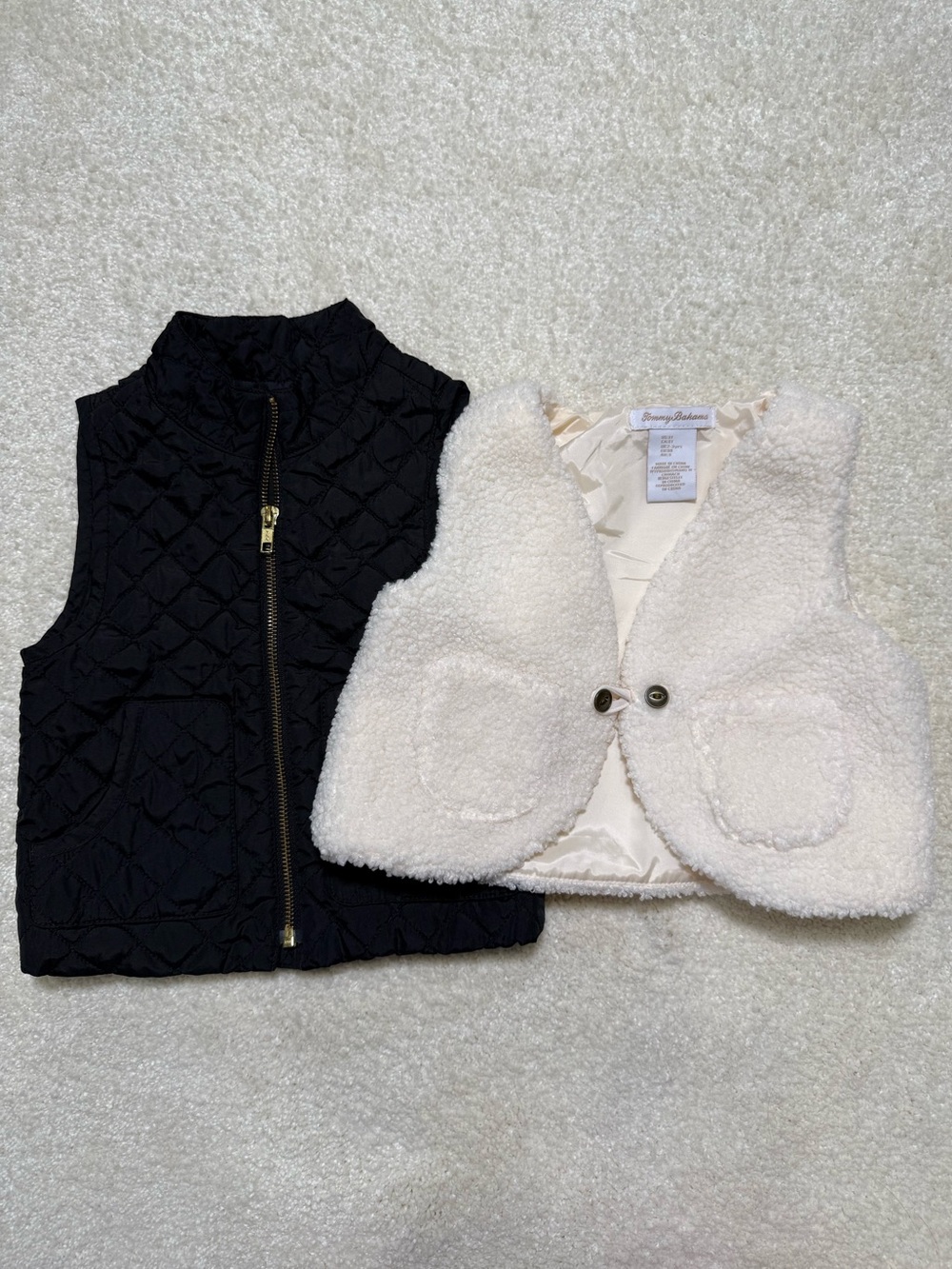 Tommy Bahama Old‎ Navy Vest Bundle Toddler Kids 3T Cream Sherpa Black Quilted